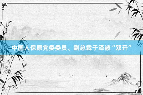 中国人保原党委委员、副总裁于泽被“双开”