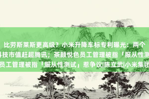 比劳斯莱斯更高级？小米升降车标专利曝光：两个车标自由切换；长鑫科技市值赶超腾讯；茶颜悦色员工管理被指「服从性测试」惹争议|陈立武|小米集团