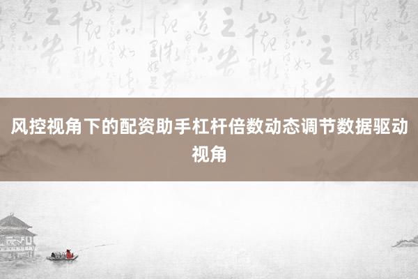 风控视角下的配资助手杠杆倍数动态调节数据驱动视角