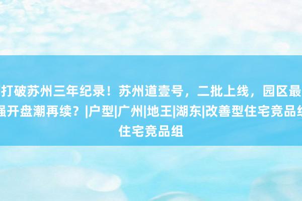 打破苏州三年纪录！苏州道壹号，二批上线，园区最强开盘潮再续？|户型|广州|地王|湖东|改善型住宅竞品组