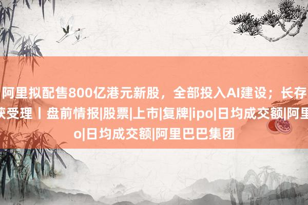 阿里拟配售800亿港元新股，全部投入AI建设；长存控股IPO获受理丨盘前情报|股票|上市|复牌|ipo|日均成交额|阿里巴巴集团