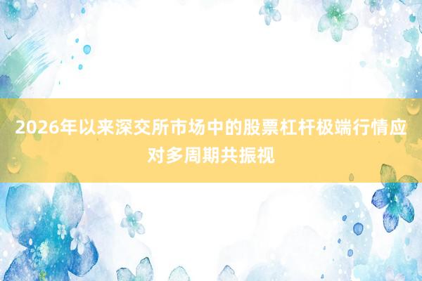 2026年以来深交所市场中的股票杠杆极端行情应对多周期共振视