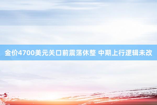 金价4700美元关口前震荡休整 中期上行逻辑未改