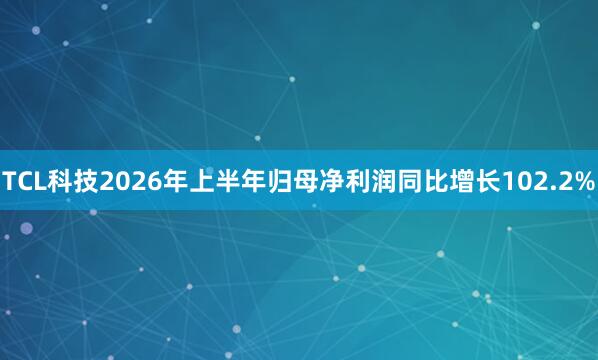 TCL科技2026年上半年归母净利润同比增长102.2%