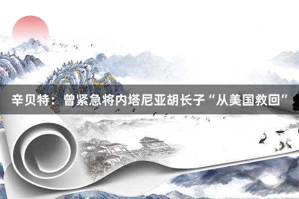 辛贝特：曾紧急将内塔尼亚胡长子“从美国救回”