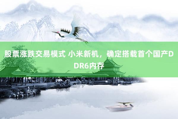 股票涨跌交易模式 小米新机，确定搭载首个国产DDR6内存