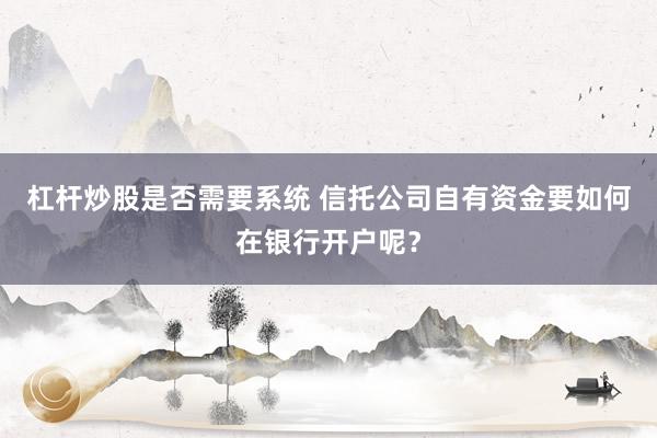 杠杆炒股是否需要系统 信托公司自有资金要如何在银行开户呢？