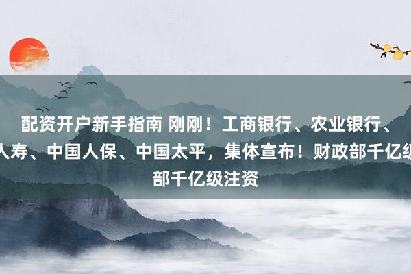 配资开户新手指南 刚刚！工商银行、农业银行、中国人寿、中国人保、中国太平，集体宣布！财政部千亿级注资
