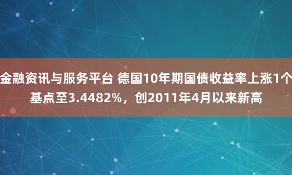金融资讯与服务平台 德国10年期国债收益率上涨1个基点至3.4482%，创2011年4月以来新高