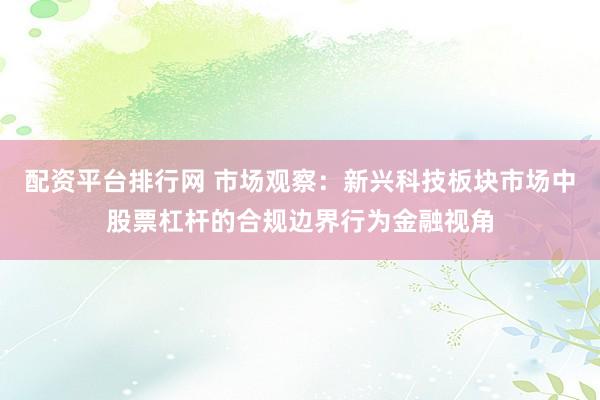 配资平台排行网 市场观察：新兴科技板块市场中股票杠杆的合规边界行为金融视角